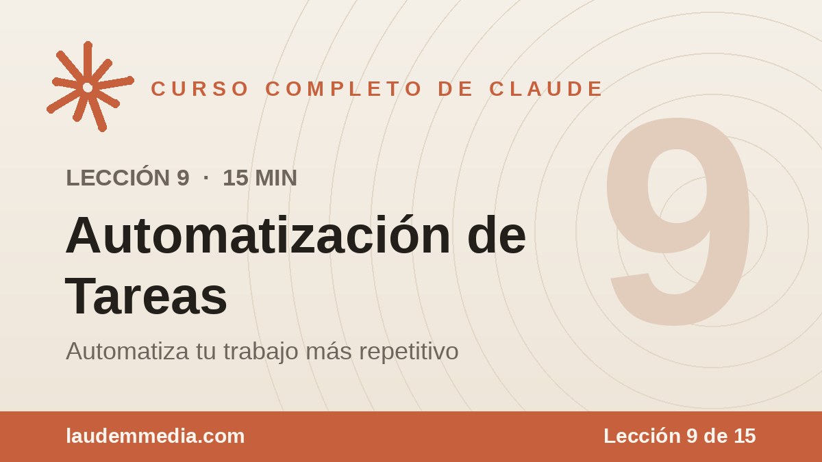 Automatización de Tareas con Claude: Elimina el Trabajo Repetitivo (Curso de Claude – Lección 9) 1 Automatización de Tareas con Claude: Elimina el Trabajo Repetitivo (Curso de Claude – Lección 9)
