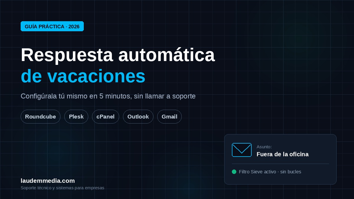 Respuesta automática de vacaciones: cómo configurarla tú mismo en Roundcube, Plesk, cPanel, Outlook y Gmail 1 Respuesta automática de vacaciones: cómo configurarla tú mismo en Roundcube, Plesk, cPanel, Outlook y Gmail